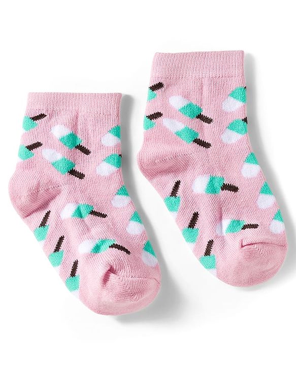 Cutewalk by Babyhug Knit Ankle Length Anti Bacterial Socks With Strawberry Design Pack Of 7 - Multicolour