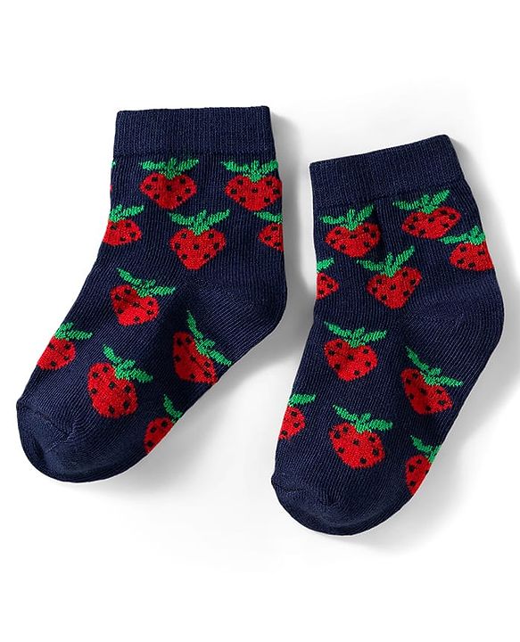 Cutewalk by Babyhug Knit Ankle Length Anti Bacterial Socks With Strawberry Design Pack Of 7 - Multicolour