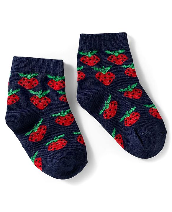 Cutewalk by Babyhug Knit Ankle Length Anti Bacterial Socks With Strawberry Design Pack Of 7 - Multicolour