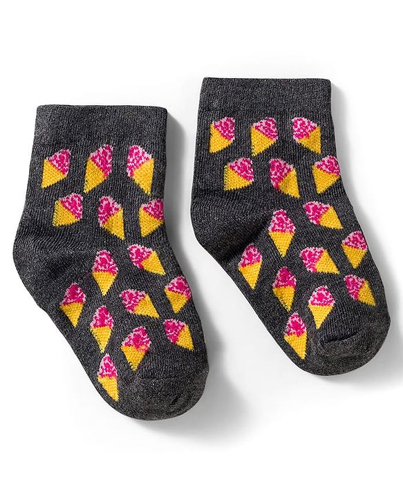 Cutewalk by Babyhug Knit Ankle Length Anti Bacterial Socks With Strawberry Design Pack Of 7 - Multicolour