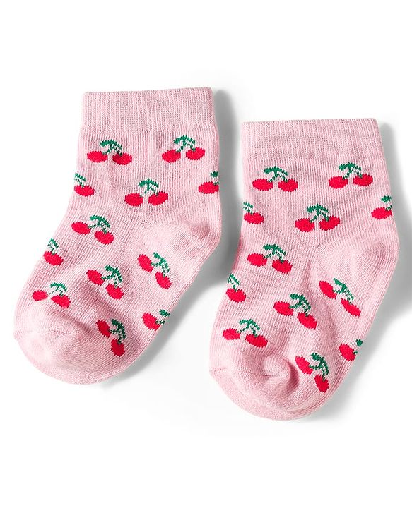 Cutewalk by Babyhug Knit Ankle Length Anti Bacterial Socks With Strawberry Design Pack Of 7 - Multicolour