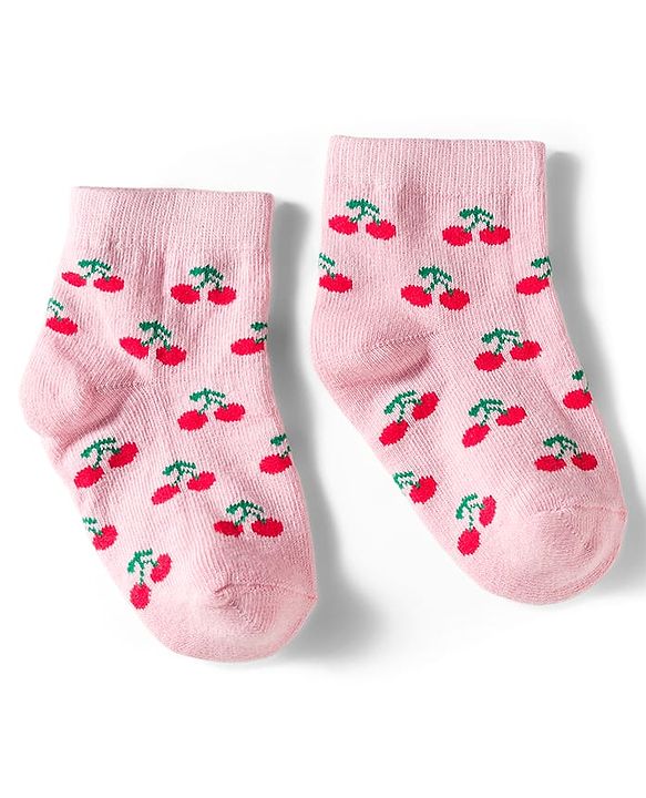 Cutewalk by Babyhug Knit Ankle Length Anti Bacterial Socks With Strawberry Design Pack Of 7 - Multicolour
