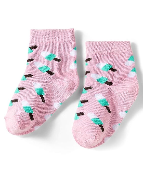Cutewalk by Babyhug Knit Ankle Length Anti Bacterial Socks With Strawberry Design Pack Of 7 - Multicolour