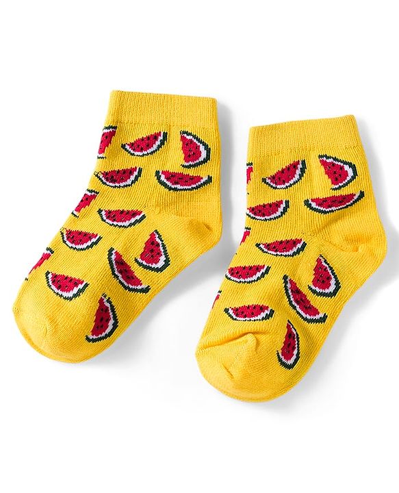 Cutewalk by Babyhug Knit Ankle Length Anti Bacterial Socks With Strawberry Design Pack Of 7 - Multicolour