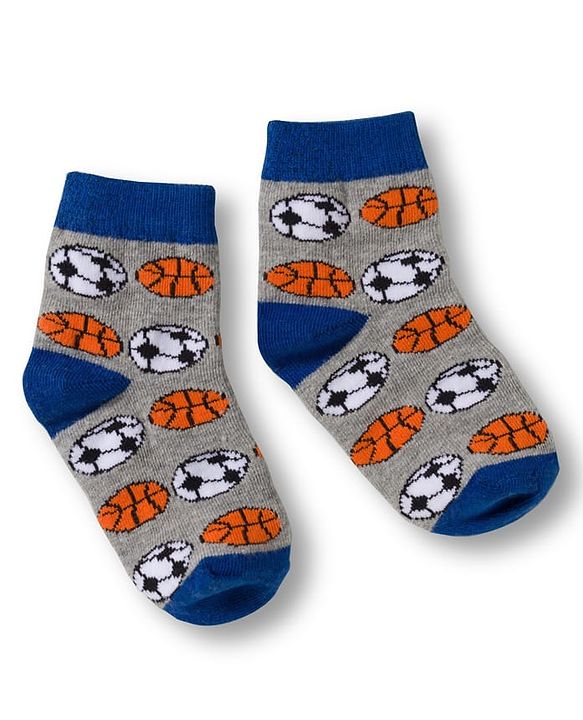 Cute Walk by Babyhug Knit Ankle Length Anti Bacterial Socks with Stripes & Football Design Pack of 5- Grey & White