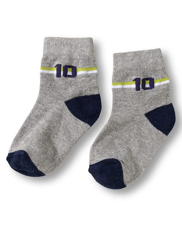 Cute Walk by Babyhug Knit Ankle Length Anti Bacterial Socks with Stripes & Football Design Pack of 5- Grey & White