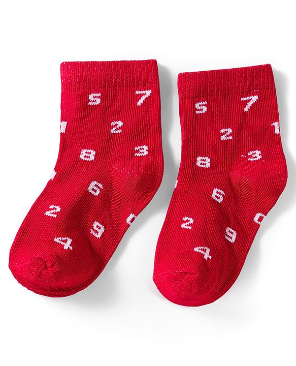Cutewalk by Babyhug Knit Ankle Length Anti Bacterial Socks With Numbers Design Pack Of 5 - Multicolour