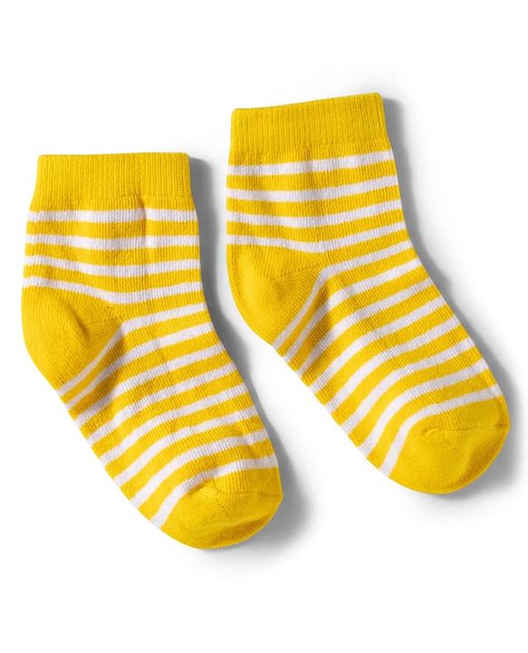 Cute Walk by Babyhug Knit Ankle Length Anti Bacterial Socks with Stripes & Car Design Pack of 3 - Yellow Black & Red