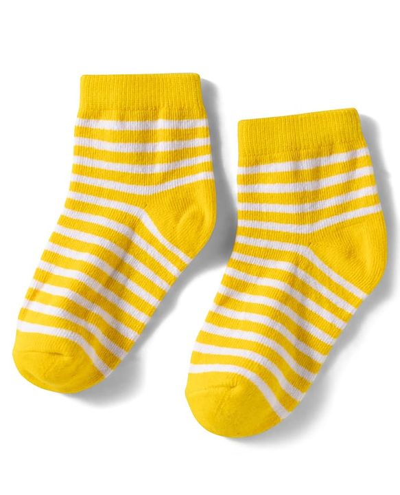 Cute Walk by Babyhug Knit Ankle Length Anti Bacterial Socks with Stripes & Car Design Pack of 3 - Yellow Black & Red