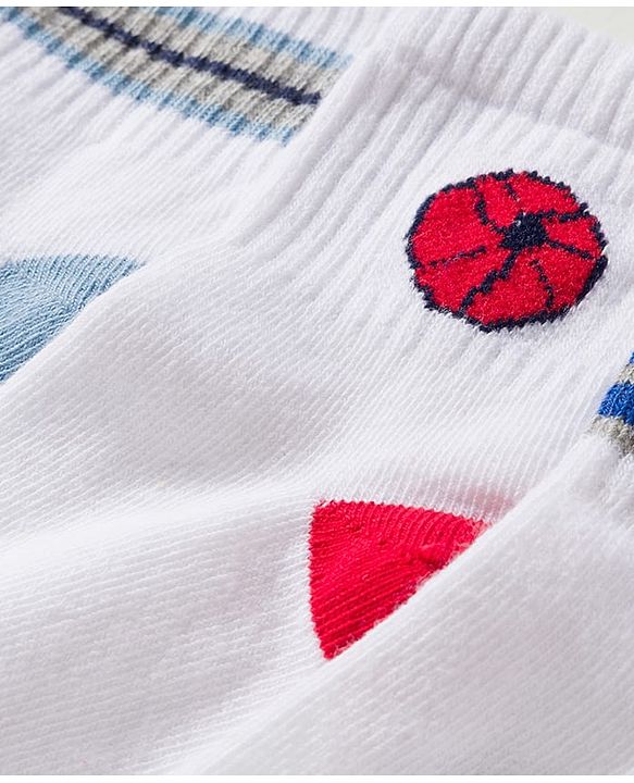 Cute Walk by Babyhug Knit Ankle Length Antibacterial Socks with Ball Design Pack of 5 - Multicolor