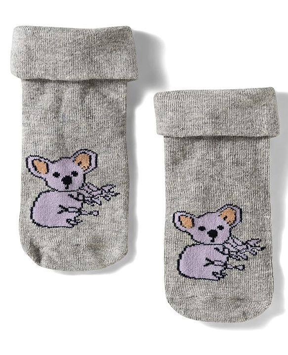 Cute Walk by Babyhug Knit Ankle Length Antibacterial Socks With Animal Design Pack Of 3 - Yellow Grey & Black
