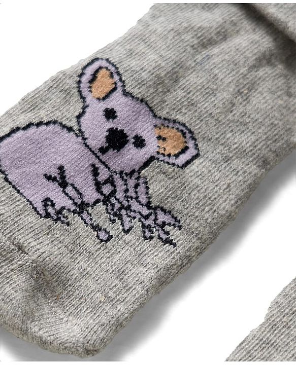 Cute Walk by Babyhug Knit Ankle Length Antibacterial Socks With Animal Design Pack Of 3 - Yellow Grey & Black