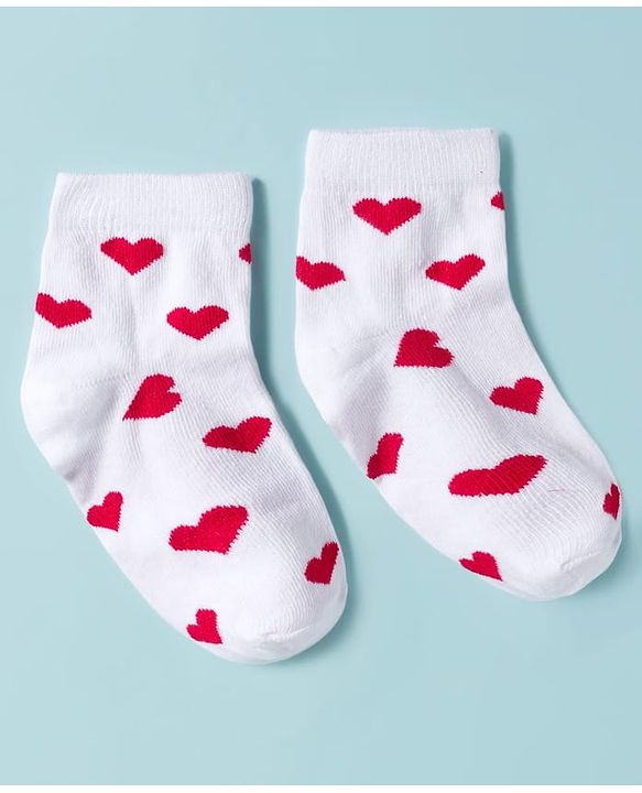 Cute Walk By Babyhug Knit Ankle Length Anti-Bacterial Socks with Heart & Polka Design Pack of 3 -Red & White Navy Blue