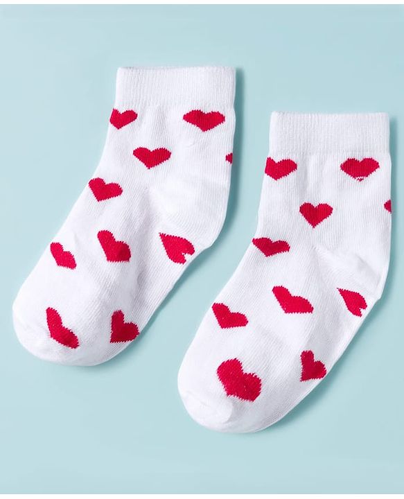 Cute Walk By Babyhug Knit Ankle Length Anti-Bacterial Socks with Heart & Polka Design Pack of 3 -Red & White Navy Blue