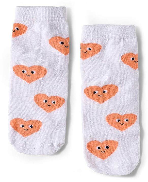 Cute Walk by Babyhug Knit Ankle Length Antibacterial Socks With Heart Design Pack Of 3 - Red Black & White