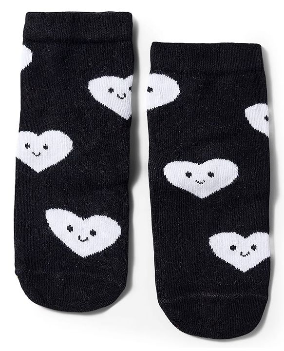 Cute Walk by Babyhug Knit Ankle Length Antibacterial Socks With Heart Design Pack Of 3 - Red Black & White