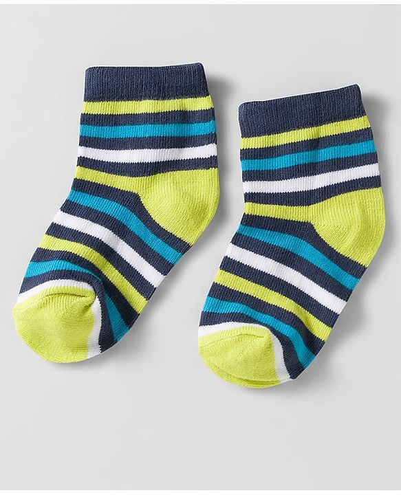 Cutewalk by Babyhug Knit Ankle Length Anti Bacterial Socks With Stripes & Star Design Pack Of 5 - Multicolour