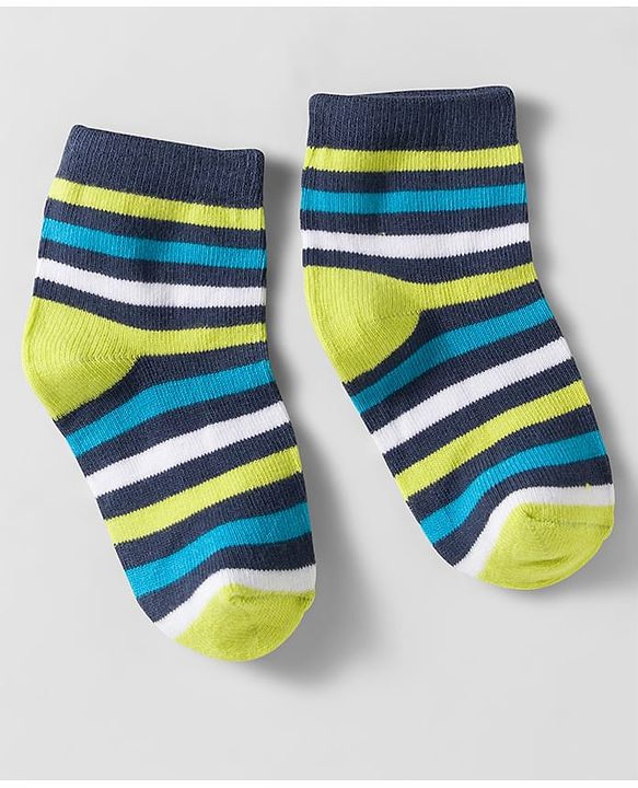 Cutewalk by Babyhug Knit Ankle Length Anti Bacterial Socks With Stripes & Star Design Pack Of 5 - Multicolour