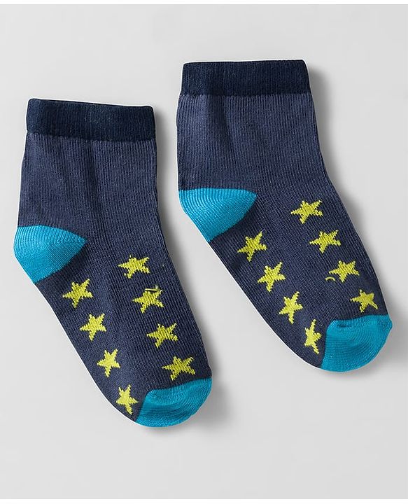 Cutewalk by Babyhug Knit Ankle Length Anti Bacterial Socks With Stripes & Star Design Pack Of 5 - Multicolour