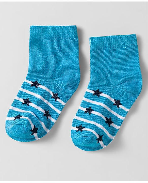 Cutewalk by Babyhug Knit Ankle Length Anti Bacterial Socks With Stripes & Star Design Pack Of 5 - Multicolour