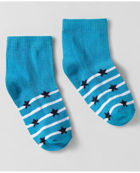 Cutewalk by Babyhug Knit Ankle Length Anti Bacterial Socks With Stripes & Star Design Pack Of 5 - Multicolour