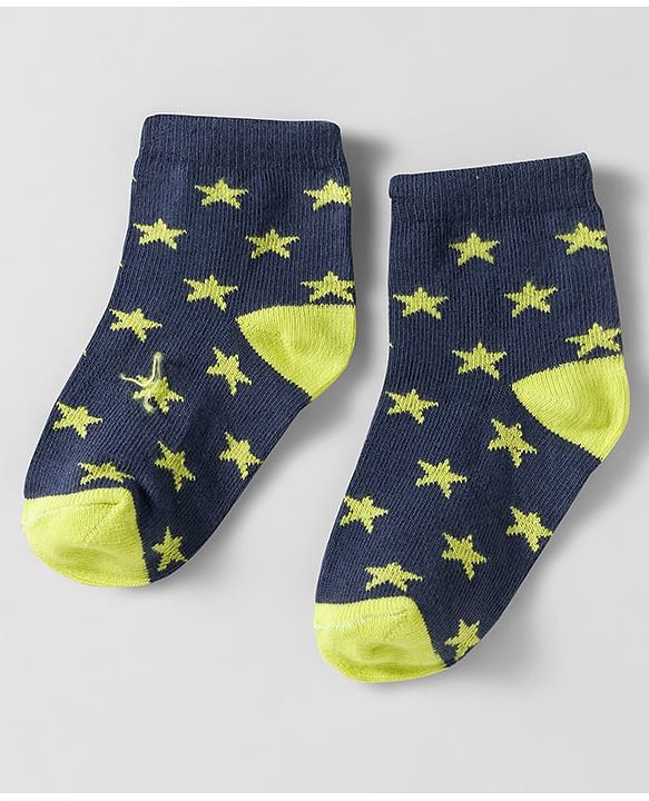 Cutewalk by Babyhug Knit Ankle Length Anti Bacterial Socks With Stripes & Star Design Pack Of 5 - Multicolour