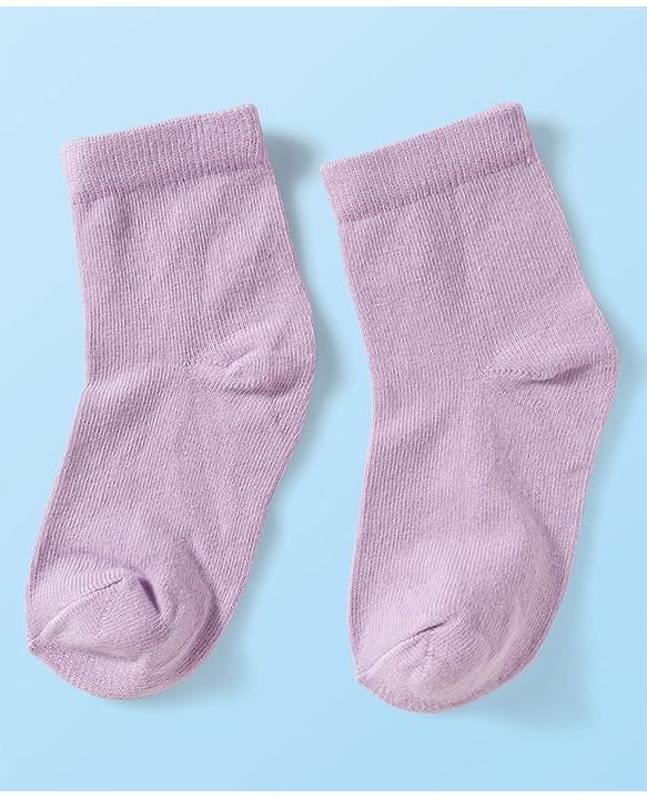 Cute Walk by Babyhug Knit Ankle Length Anti Bacterial Solid Color Socks Pack of 3 - Lilac White & Pink