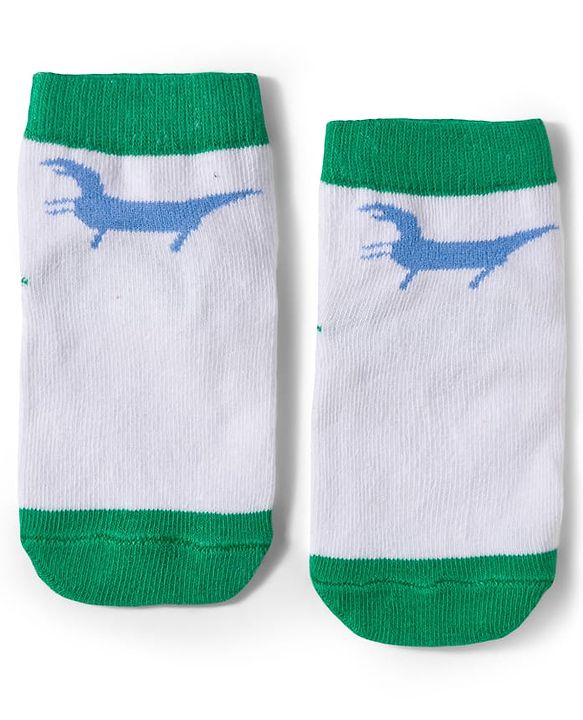 Cute Walk by Babyhug Knit Ankle Length Anti-Bacterial Striped & Dino Designed Socks Pack of 5 - Multicolor
