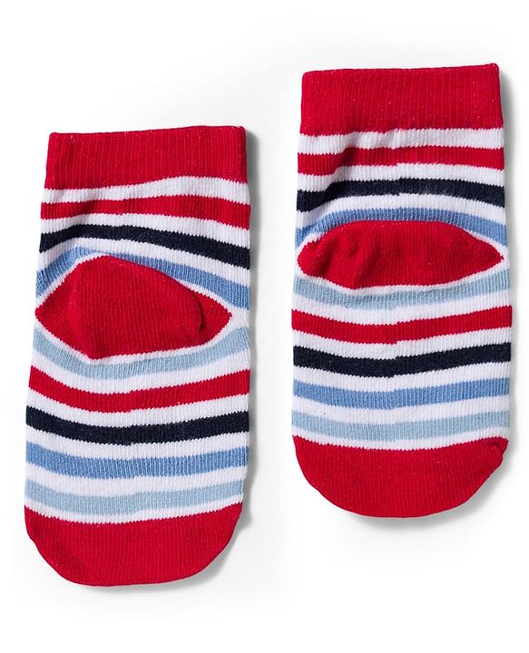 Cute Walk by Babyhug Knit Ankle Length Anti-Bacterial Striped & Dino Designed Socks Pack of 5 - Multicolor