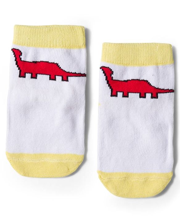 Cute Walk by Babyhug Knit Ankle Length Anti-Bacterial Striped & Dino Designed Socks Pack of 5 - Multicolor