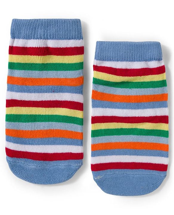 Cute Walk by Babyhug Knit Ankle Length Anti-Bacterial Striped & Dino Designed Socks Pack of 5 - Multicolor