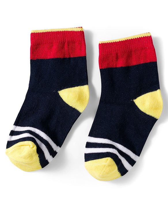 Cutewalk by Babyhug Ankle Length Anti Bacterial Socks With Stripes Pack Of 5 - Multicolour