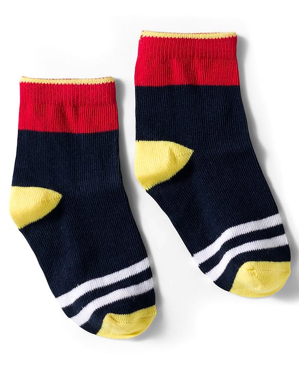 Cutewalk by Babyhug Ankle Length Anti Bacterial Socks With Stripes Pack Of 5 - Multicolour