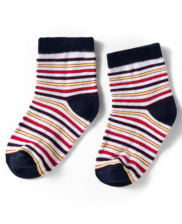 Cutewalk by Babyhug Ankle Length Anti Bacterial Socks With Stripes Pack Of 5 - Multicolour