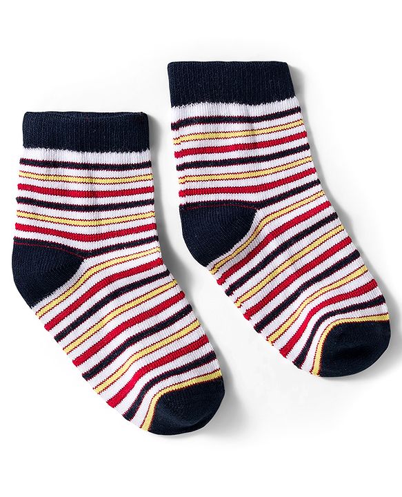 Cutewalk by Babyhug Ankle Length Anti Bacterial Socks With Stripes Pack Of 5 - Multicolour