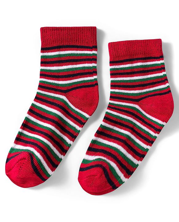 Cutewalk by Babyhug Ankle Length Anti Bacterial Socks With Stripes Pack Of 5 - Multicolour