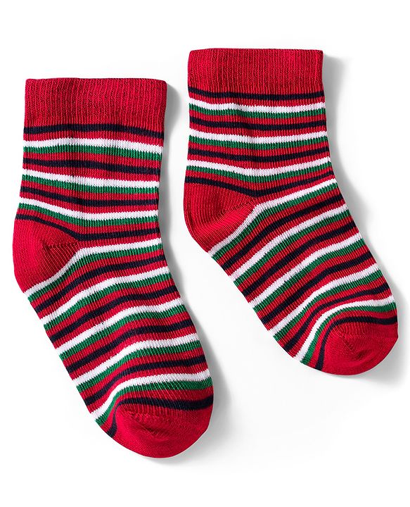 Cutewalk by Babyhug Ankle Length Anti Bacterial Socks With Stripes Pack Of 5 - Multicolour