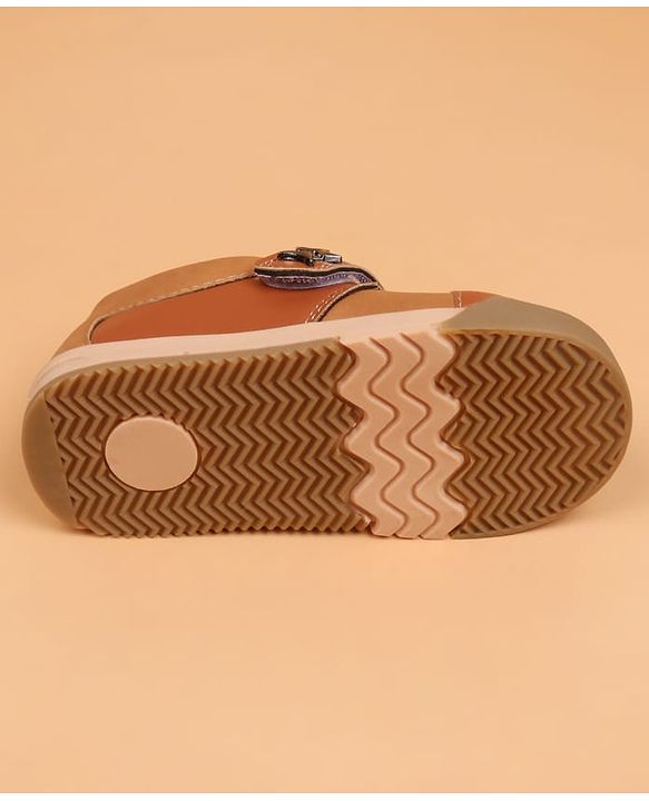 Cute Walk by Babyhug Velcro Closure Solid Oxford Shoes - Tan
