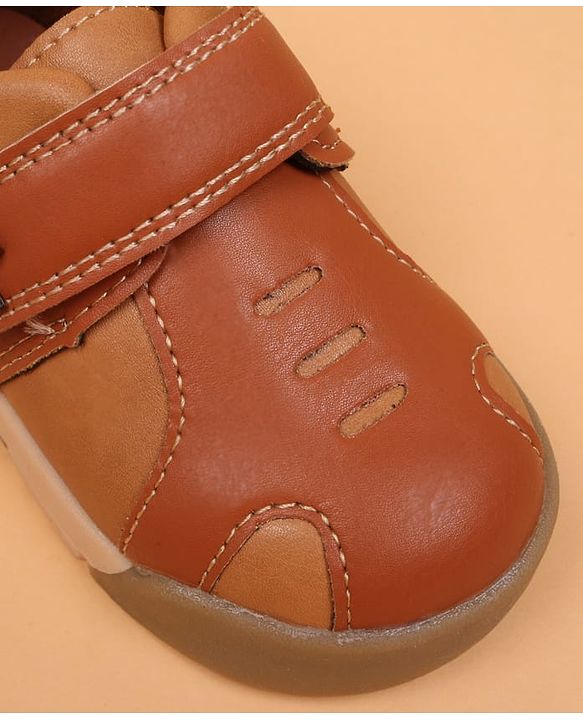 Cute Walk by Babyhug Velcro Closure Solid Oxford Shoes - Tan
