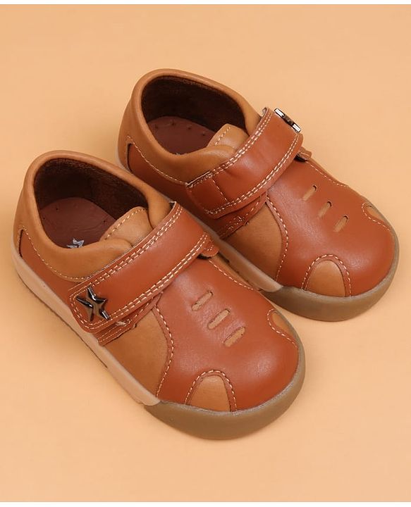 Cute Walk by Babyhug Velcro Closure Solid Oxford Shoes - Tan
