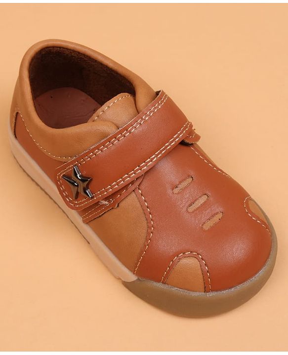 Cute Walk by Babyhug Velcro Closure Solid Oxford Shoes - Tan