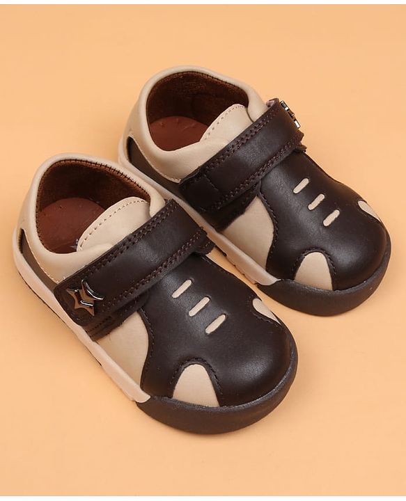 Cute Walk by Babyhug Velcro Closure Solid Oxford Shoes - Tan