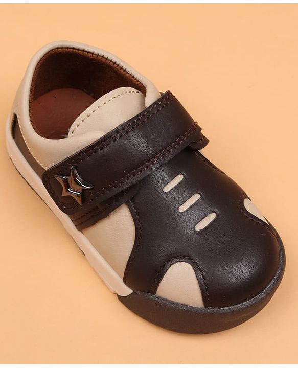 Cute Walk by Babyhug Velcro Closure Solid Oxford Shoes - Tan