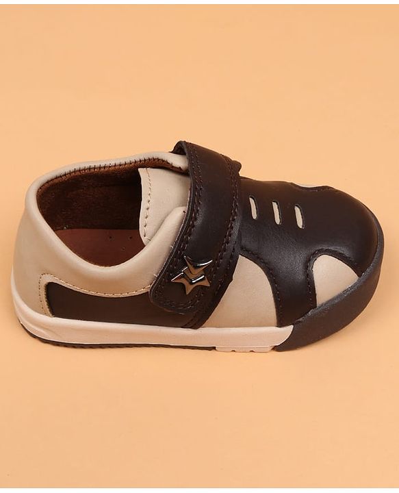 Cute Walk by Babyhug Velcro Closure Solid Oxford Shoes - Tan
