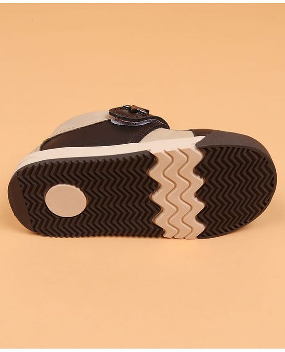 Cute Walk by Babyhug Velcro Closure Solid Oxford Shoes - Tan