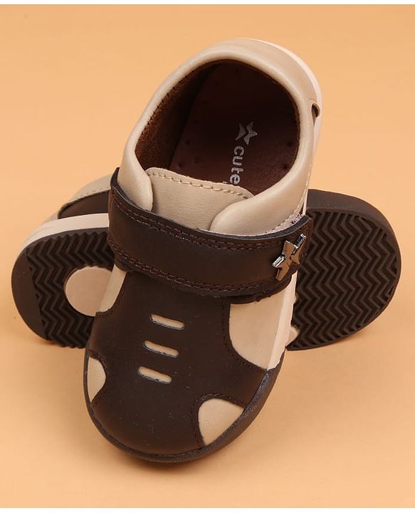 Cute Walk by Babyhug Velcro Closure Solid Oxford Shoes - Tan