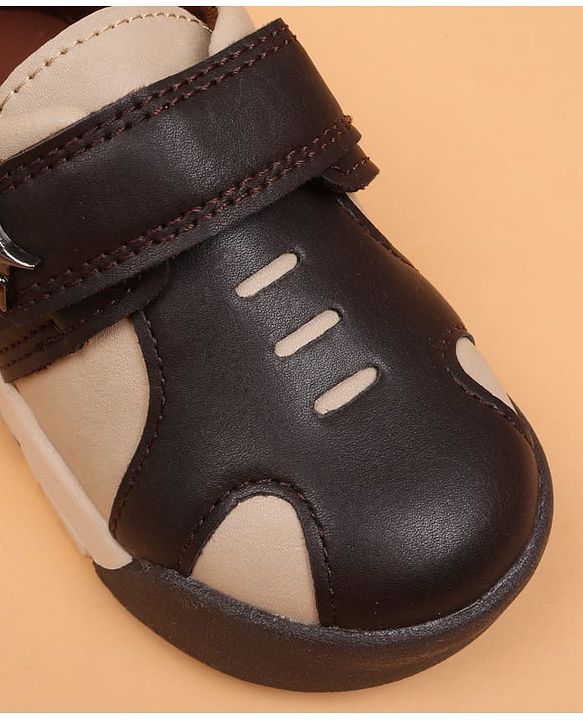 Cute Walk by Babyhug Velcro Closure Solid Oxford Shoes - Tan
