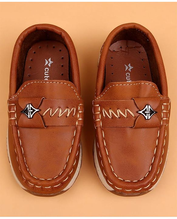 Cute Walk by Babyhug Slip On Solid Loafers - Tan