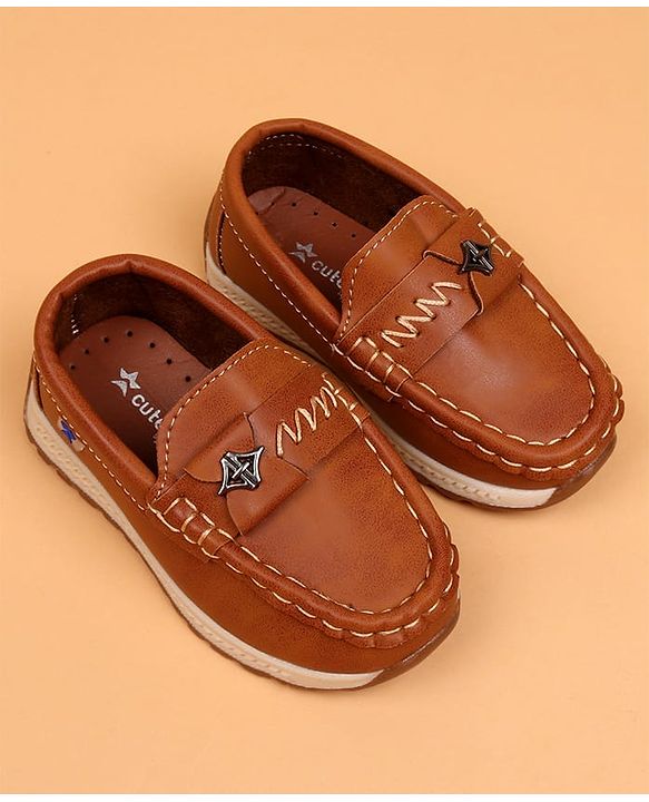 Cute Walk by Babyhug Slip On Solid Loafers - Tan
