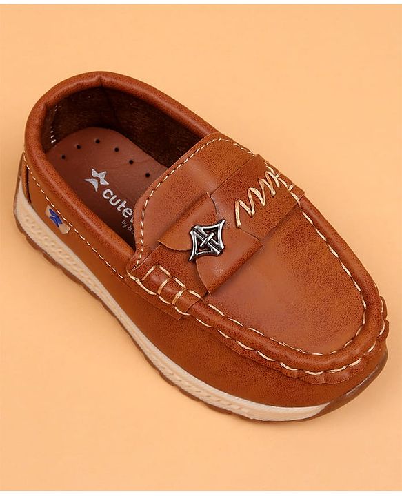 Cute Walk by Babyhug Slip On Solid Loafers - Tan